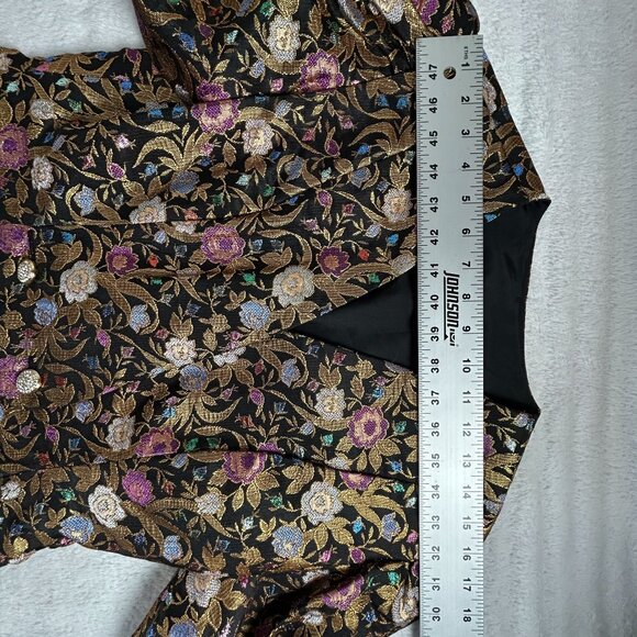 Vintage Endién Ltd. Womens Floral Brocade Jacket Size 8 Gold Double Breasted - Picture 7 of 9